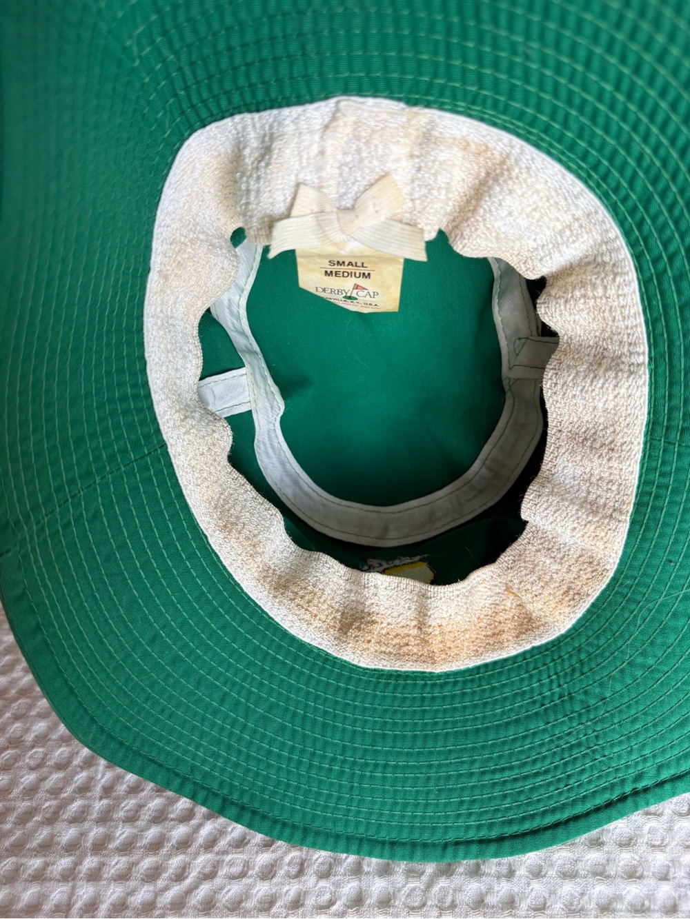 Vintage 90s Masters Collection Green Bucket Hat with Red Stripe rare golf hat - Picture 4 of 4